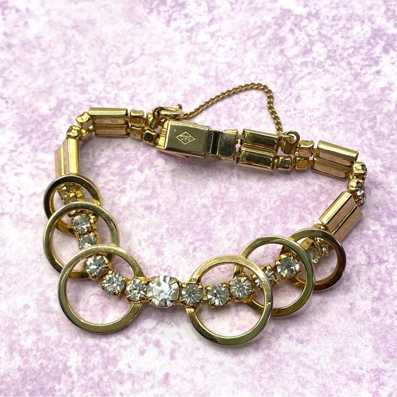 SARAH COVENTRY SAC Gold & Rhinestone Vintage Bracelet - Picture 5 of 10